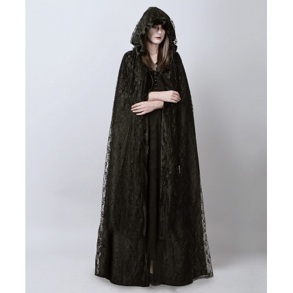  TY96  Custom Made to order Lace Gothic Punk Cloak Coat Cape LACE Regular Size XS S M L XL & Plus size  (SZ16-52)1X 2X 3X 4X 5X 6X 7X 8X 9X 10X